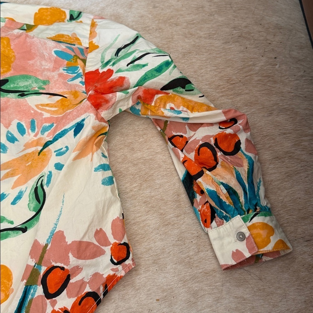 Anthropologie Peach and Teal top button down - Picture 6 of 6